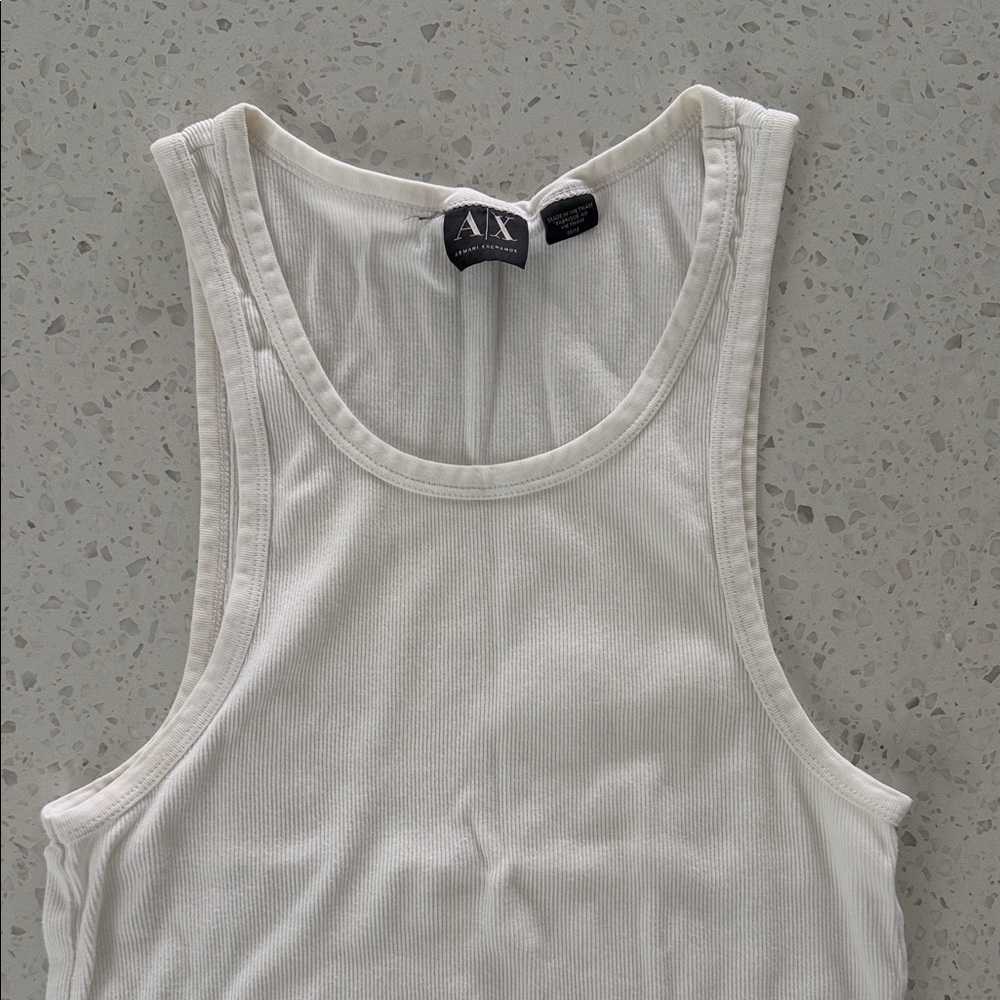 Armani Exchange Ribbed White Tank Size Medium - Picture 3 of 8